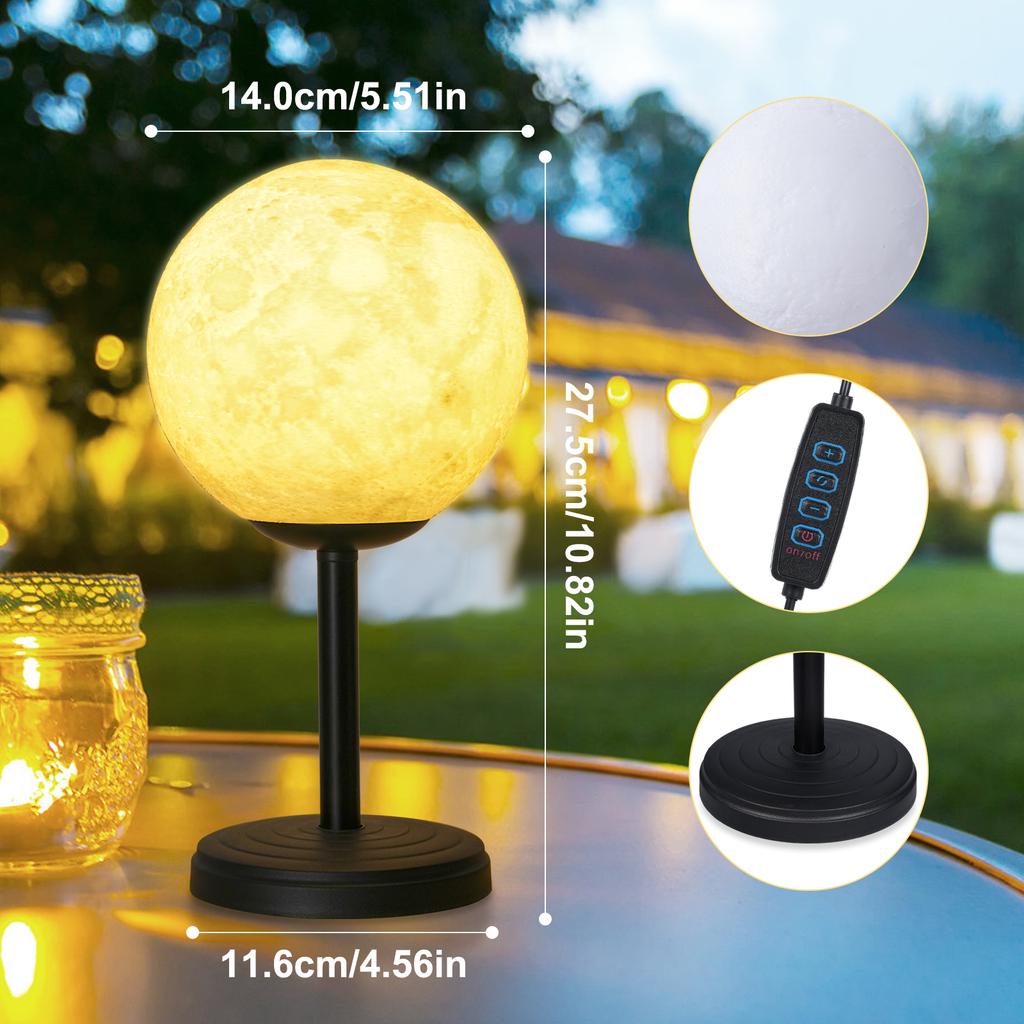 3D Луна Лампа Настольная лампа для спальни Диммируемые ночники на тумбочке Современный светодиодный настольный светильник с 3 цветовыми температурами Ночная лампа USB