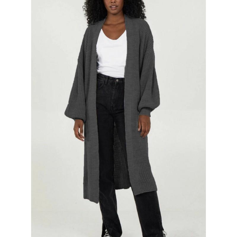 Oversized Long Sleeve Knit Cardigan Sweater Women Winter Loose Fit Plus Size V-Neck Open Front Longline Coat