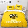 Duvet Cover Cartoon Bee Insect Honeybee Bedding Set Microfiber Wild Animal Comforter Cover King For Teens Bedroom Decoration