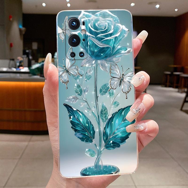 Phone Case For OnePlus 9 Pro 9R 9RT Flower Butterfly Capa One Plus 9R 9RT 9 9Pro Cases Soft Silicone Transparent TPU Jelly Cover