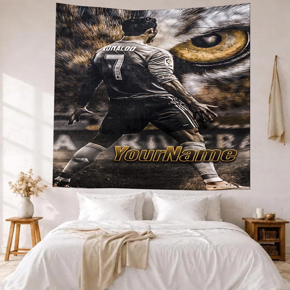 Cristiano Ronaldo Custom Your Name Wall Decor Tapestry Art For Pet Memorial Birthdaywedding Party Backdrop Family Gift