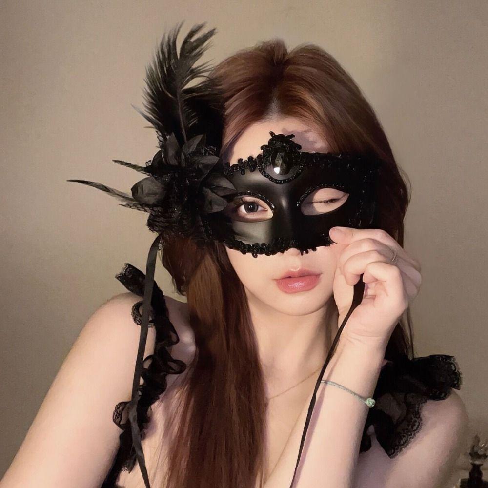 Lace Eye Mask  Flower Masquerade Mask Exquisite Feather Venetian Mask  Cosplay