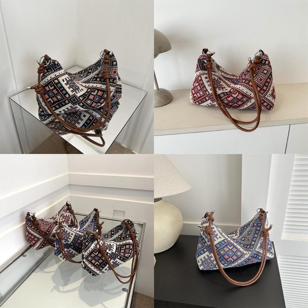 Модная винтажная этническая женская сумка через плечо из мягкого хлопка и льна, средняя