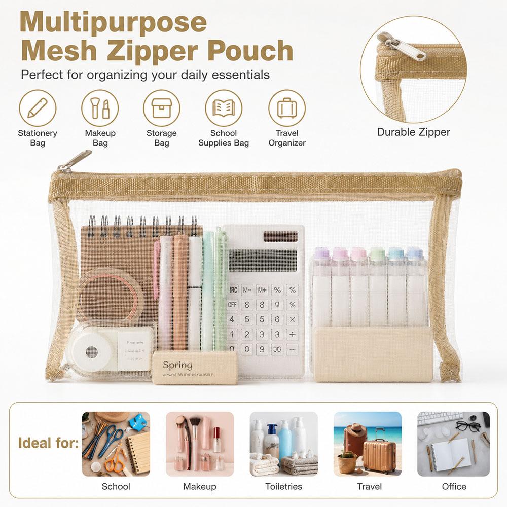 Transparent Pen Bag Square Shape Stationery Pouch Portable Storage Pouch Beauty Tool Storage