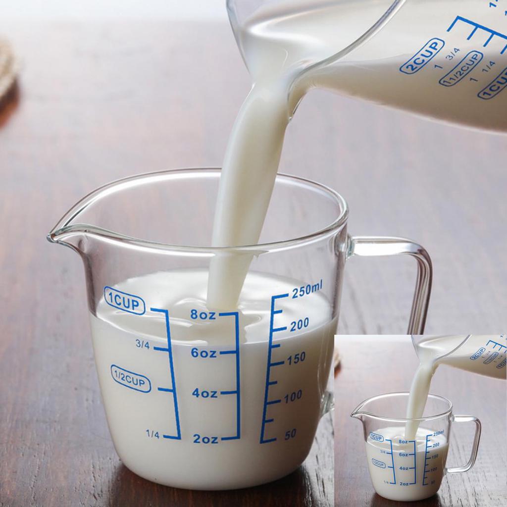 H&K Store 250ml 500ml Heat-resisting Glass Measuring Cup Milk Scale Microwave Measure Jug