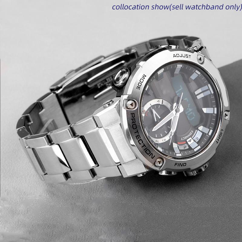 Для Casio G-SHOCK GST-B200 ремешок gstb200 Цельнолистовая нержавеющая сталь 24x16мм ремешок для часов Быстросъемный металлический Мужской наручный ремешок браслет