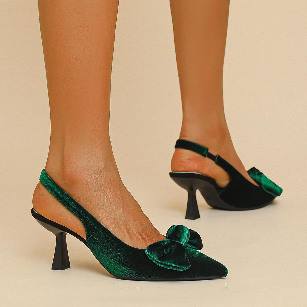 Женские босоножки большого размера на тонком каблуке с острым носком, летние повседневные босоножки на шпильке с бантом, однотонные туфли 36-42