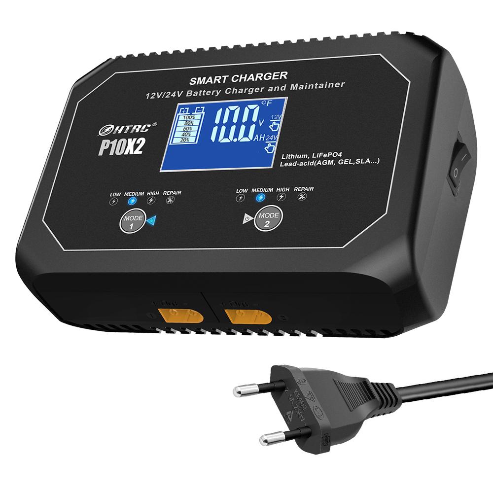 Двухканальное автомобильное зарядное устройство 12 В 10 А 24 В 5 А для литиевых AGM гелевых свинцово-кислотных аккумуляторов LiFePO4, автоматическое зарядное устройство для мотоциклов