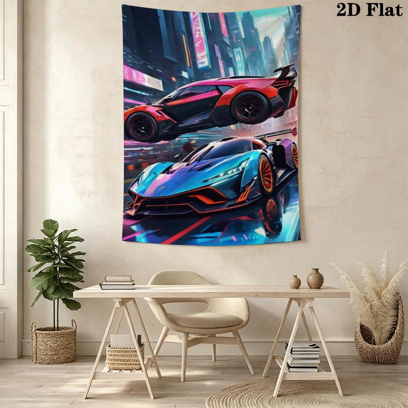 City Sports Car Pattern Home Decor Tapestry, Wall Hanging, Decorative RV Wall Cloth.MGT0918135