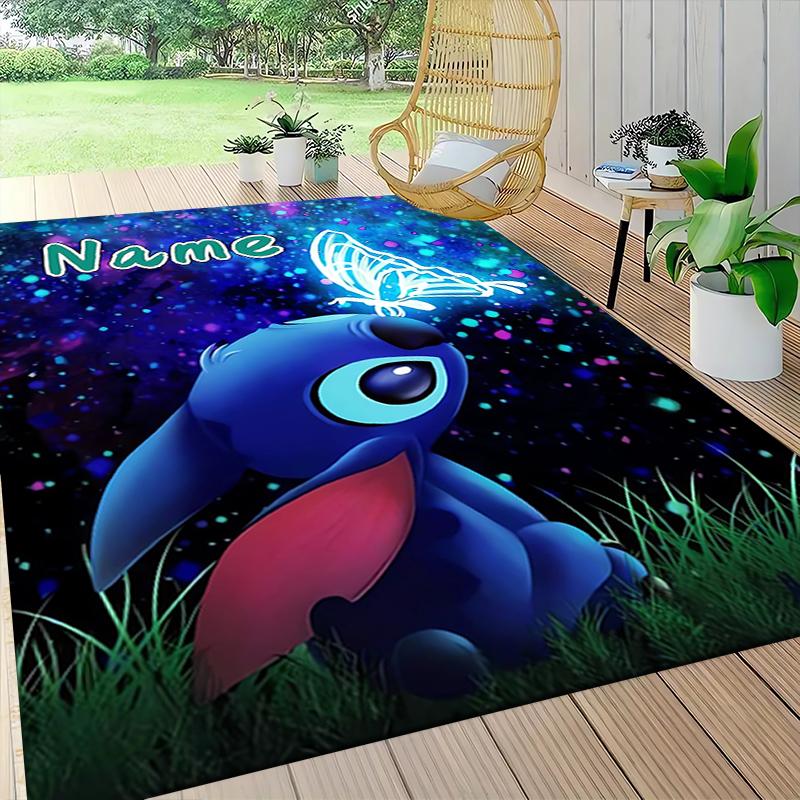 Custom Name Stitch's Sweet Delight Carpet Rug Customizable Soft Washable Anti-Slip Home Living Room Sofa Mats Personalized Rug. 0909366