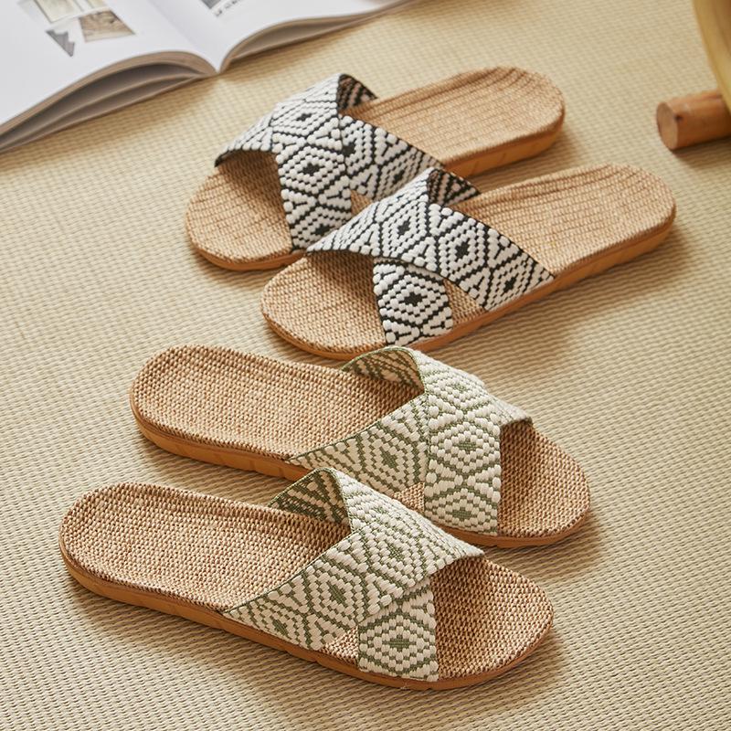 FL Four Seasons Women's Linen Deodorant Anti-slip Indoor/Outdoor Silent Slippers