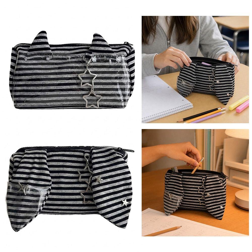 1pc Large Capacity Pen Bag Portable Pencil Pouch Korean Style Stationery Storage Bag School Office