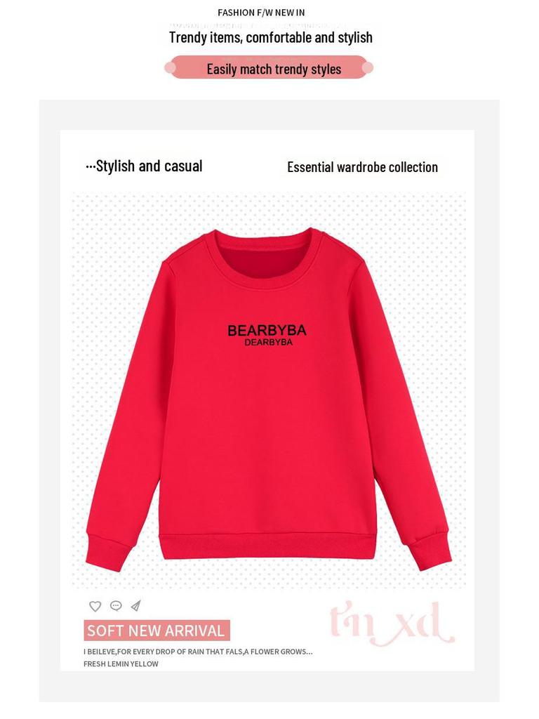 Женская толстовка с круглым вырезом – весна/осень 2025, длинный рукав, модный бархатный топ Plus