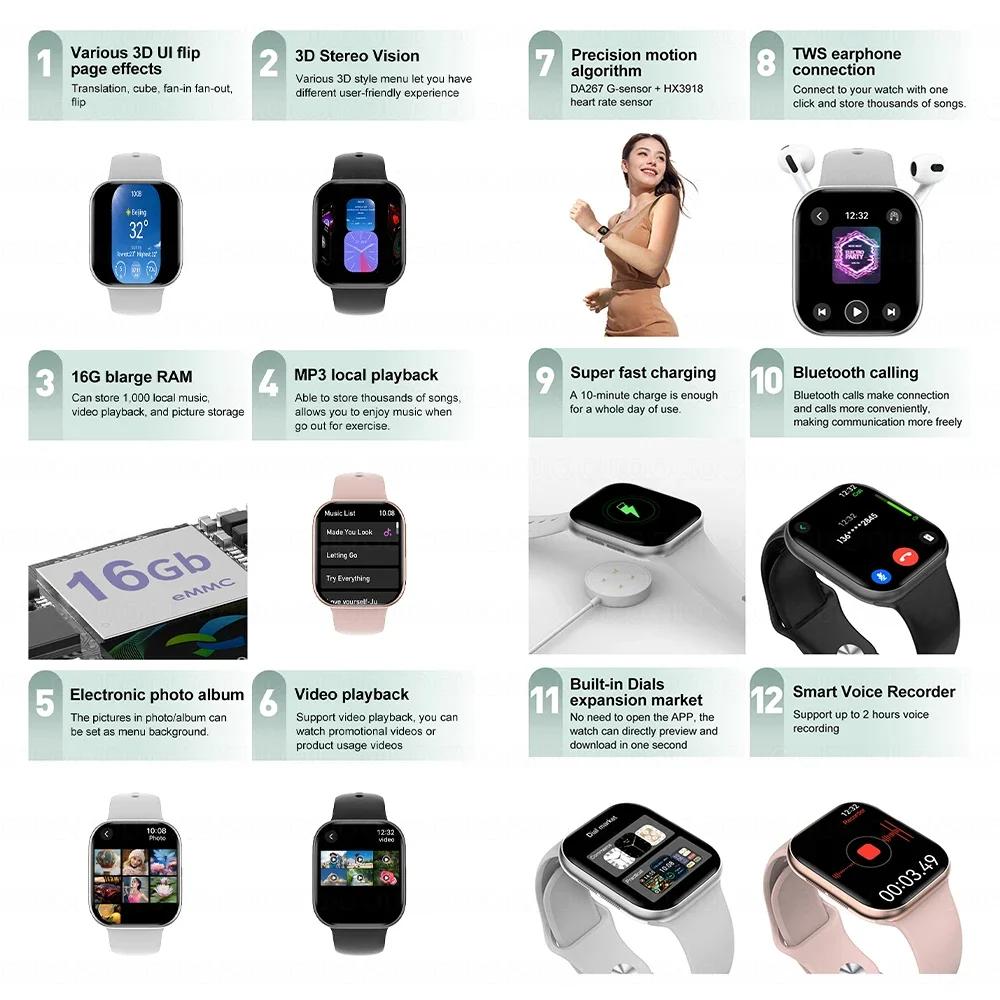 2025 Новый Оригинальный для Apple DT Watch 10 Умные часы Мужские AMOLED 4 ГБ Памяти Музыка 3D Объемный Звонок по Bluetooth Водонепроницаемые умные часы Женские