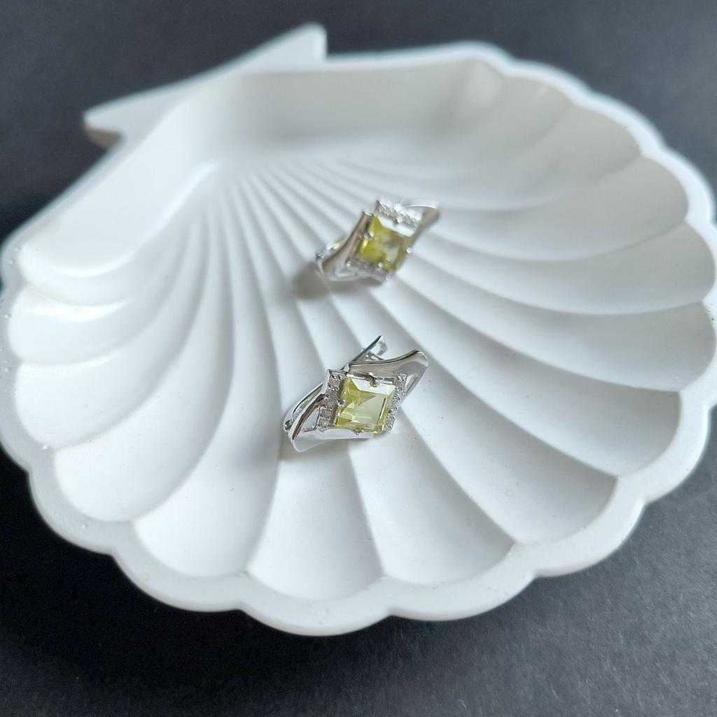 Серебряные серьги с Натуральным зеленим кварцем 3.645ct, фианитами (2162261)