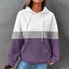 Women's Loose And Comfortable Color Blocked Printing Long Sleeved Hooded Sweatshirt