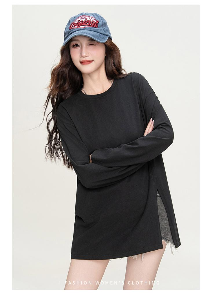 Irregular slit design T-shirt
