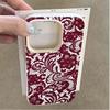 Красный кружевной чехол с цветочным узором для iPhone 17 16 15 14 Plus 13 12 11 Pro MAX Air 16E Защитное стекло Чехол Ударопрочная крышка