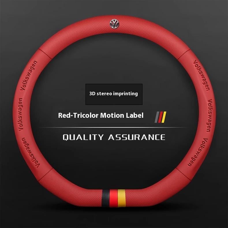Car AntiSlip Leather Steering Wheel Cover For Volkswagen Magotan Passat Golf GTI Tiguan Touareg Polo Arteon Beetle T-ROC T-Cross