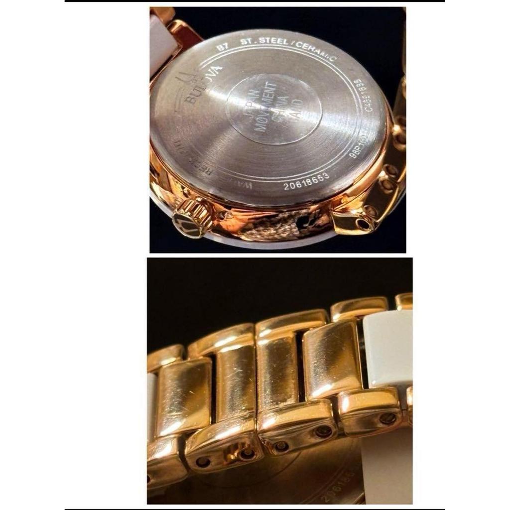 Б/у [BULOVA] Булова/Женские Часы/Стильные/Белое.Золото.Белое/Женские/С Бриллиантами/Подарок/Милые/Роскошные