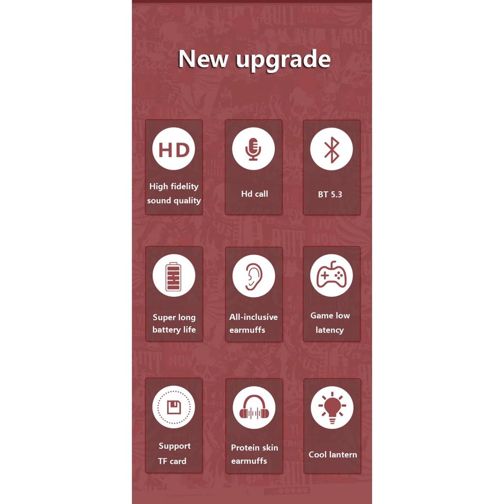 Новые цветные граффити-наушники со светодиодной подсветкой, беспроводные Bluetooth-гарнитуры, Hi-Fi стереонаушники, складные игровые наушники с шумоподавлением, гарнитура