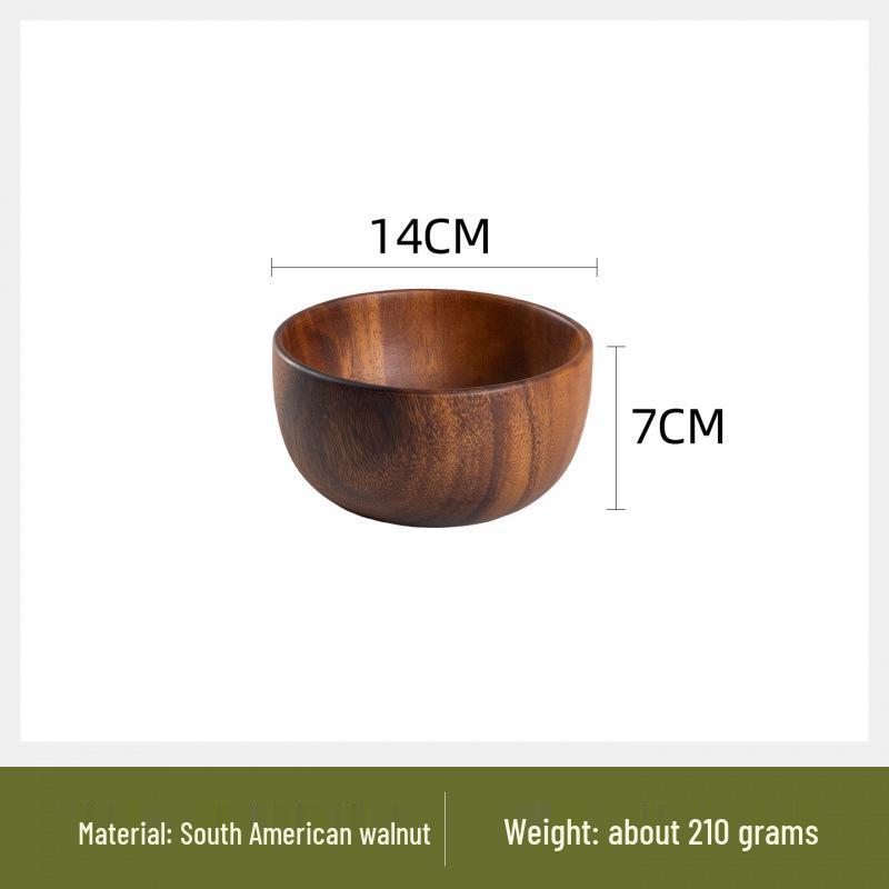 South American Walnut & Acacia Wood Multi-Spec Round Salad & Rice Bowl