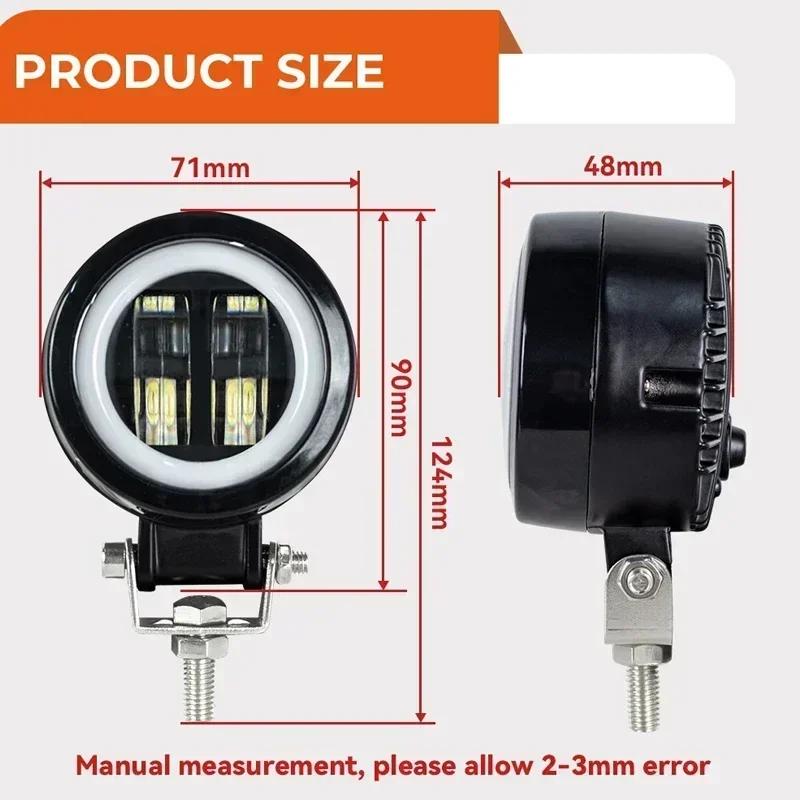 3 Inch 7D Lens LED Work Light Bar Square Car Headlight Halo For Motorcycle Jeeps ATV SUV 12V 24V Angel Eyes Driving Lights