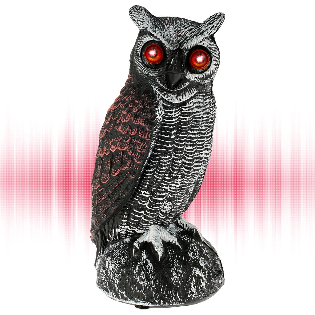 New Solar Owl Scare Bird Control Devices Waterproof Garden Fake Owl Deterrent Decoration With Scary Sound and Eyes Emit Light