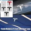 bntfg6 1pcs Car Front For Tesla ModeY Model3 Hood Cover Emblem Sticker Styling Body Rear Trunk Badge Decal Auto Decoration Accessories