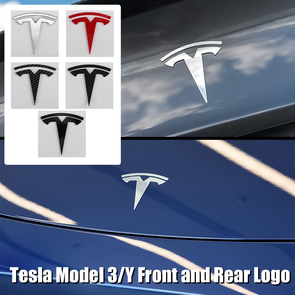 bntfg6 1pcs Car Front For Tesla ModeY Model3 Hood Cover Emblem Sticker Styling Body Rear Trunk Badge Decal Auto Decoration Accessories