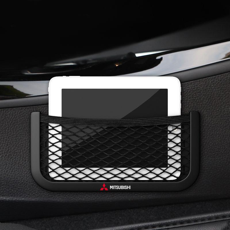 1/2Pc Car Net Bag Phone Holder Storage Net Box Pocket Organizer for Mitsubishi Pajero Outlander XL Montero Lancer Center Hub Cap
