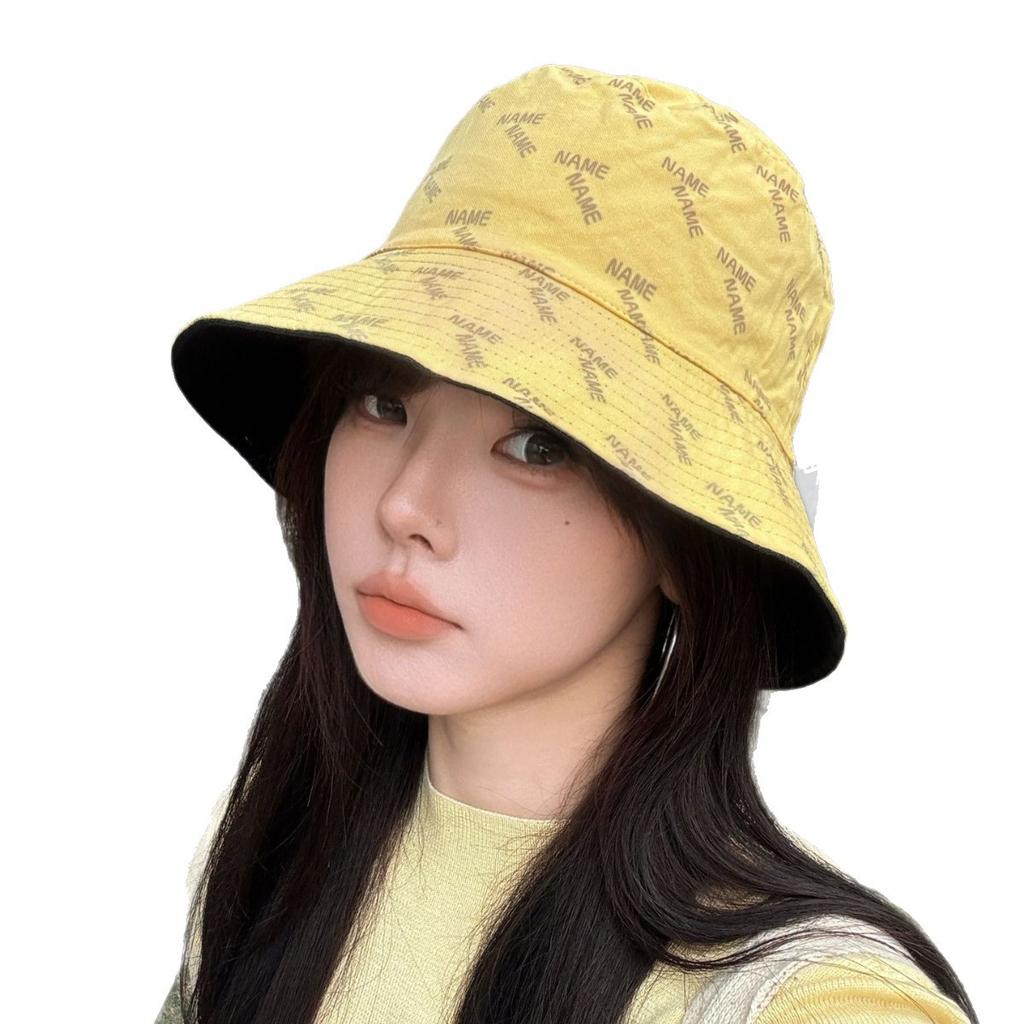 Bucket hat women's high sense summer moisture-proof sun protection sun hat spring and autumn versatile double-sided bucket hat