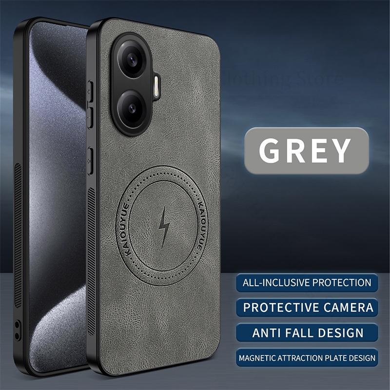 Luxury PU Leather Silicone Phone Case For Xiaomi Redmi Poco M7 Pro For Magsafe Wireless Charger Cover For Xiaomi 14T Pro Redmi A5 Turbo 4 Pro Shell