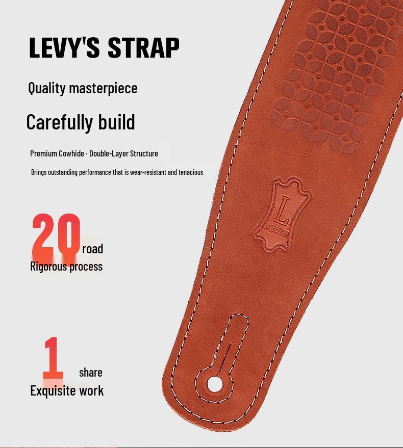 Кожаный гитарный ремень Levy's Li Weisi для электро-, акустической или бас-гитары - MS12/26 Ремень для плеча Rock