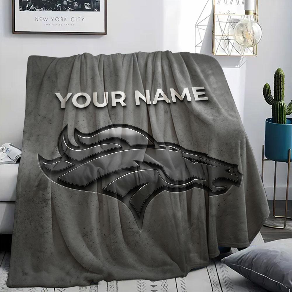 Custom Name,Denver Broncos, Printed Flannel Blanket, soft throw for bedroom sofa, washable, Christmas present, great gift.