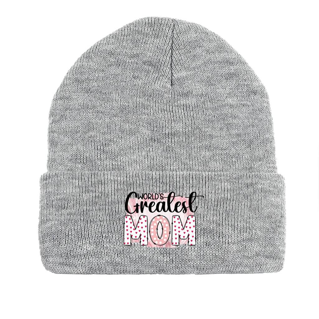 Greatest MOM" Warm Knitted Hat Beanie, Mother Man Cap Cancer Chemo Cuff Trendy Headwear Knit Cap Beanie