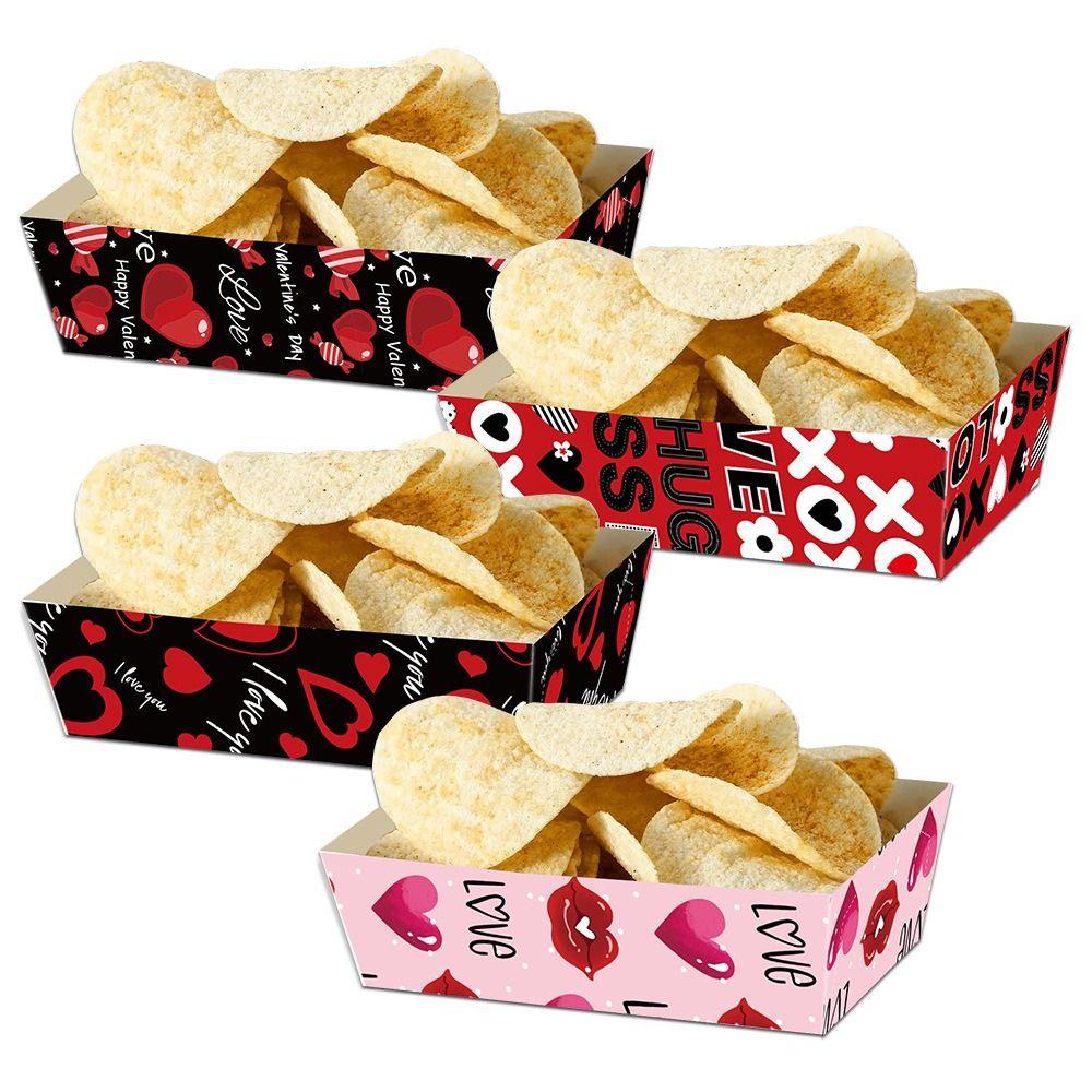 12Pcs/Set Paper Disposable Paper Food Trays Creative Valentine's Day Dinner Plate Wedding Party