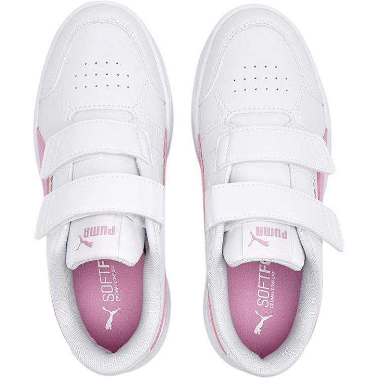 Puma Evolve Court V Jr Versatile Comfortable Low-Top Kids Skate Shoes Kids Sneaker White Pink 404315-02