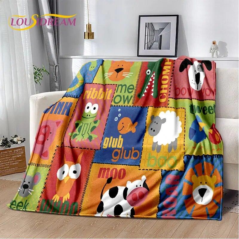 ABC Cartoon Alphabet Children Kids Early Education Soft Plush Blanket,Flannel Blanket Throw Blanket for Living Room Bedroom Sofa