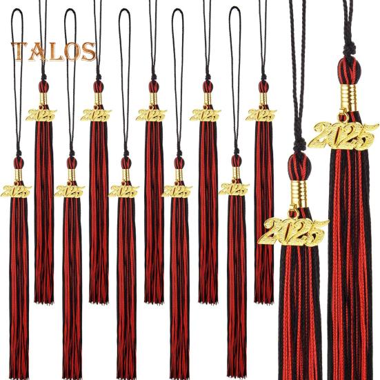 Кисточка для выпускного с подвеской 2025 года, в наличии разные цвета, стиль цветных блоков, длина 40 см, кисточка для рожка на выпускной для школьного сезона