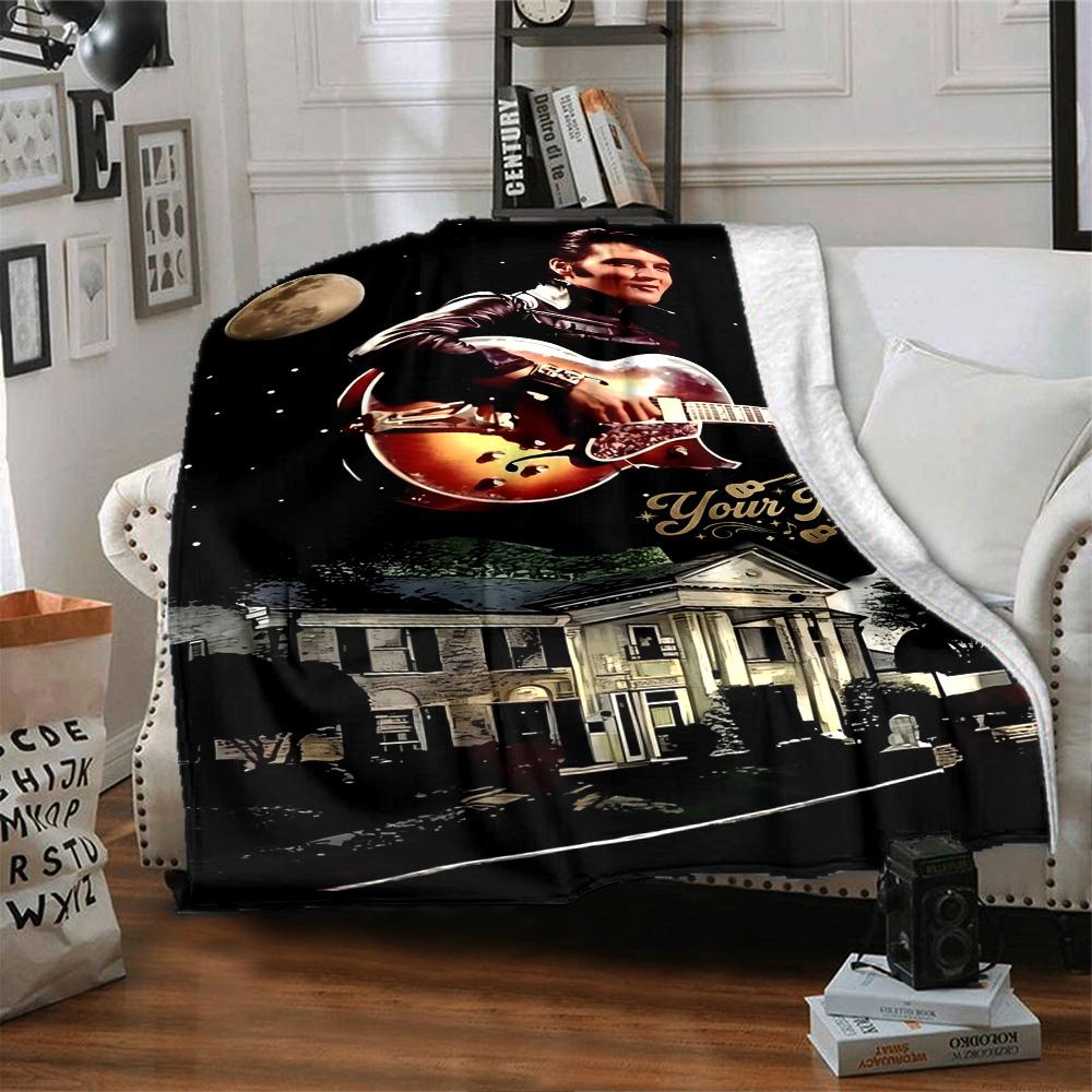 Elvis Presley Customize Your Name Blanket Throw Personalized Blanket Durable Comfort for Picnics Livingroom Sofa Nap Four Seasons Multipurpose