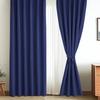 XWZO Blackout Set of 110cm Long X 100cm Blocks Over of Level 1 Blackout Thermal Memory Solid for Bedroom or Living Navy Curtains, 2, Wide, 99.99%