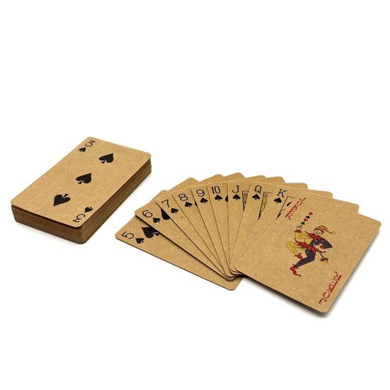 54Pcs/Set Kraft Paper Poker Card Waterproof Game Card Deck Kids Adults Family Night Multi-player Interactive Classical Card Board Game Props