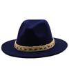 Women Men Woolen Fedora Hat With Leather Ribbon Gentleman Elegant Lady Winter Autumn Wide Brim Jazz Church Panama Sombrero Cap