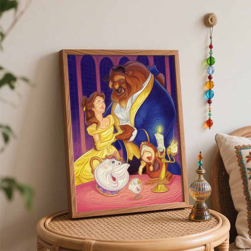 Disney Beauty and the Beast digital oil painting art handmade diy gift home decoration