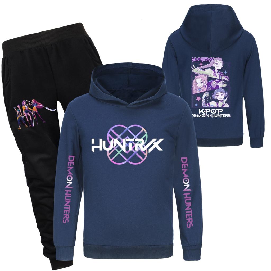 Детский худи и брюки, двухпредметный спортивный костюм, комплект свитшота с длинным рукавом и принтом