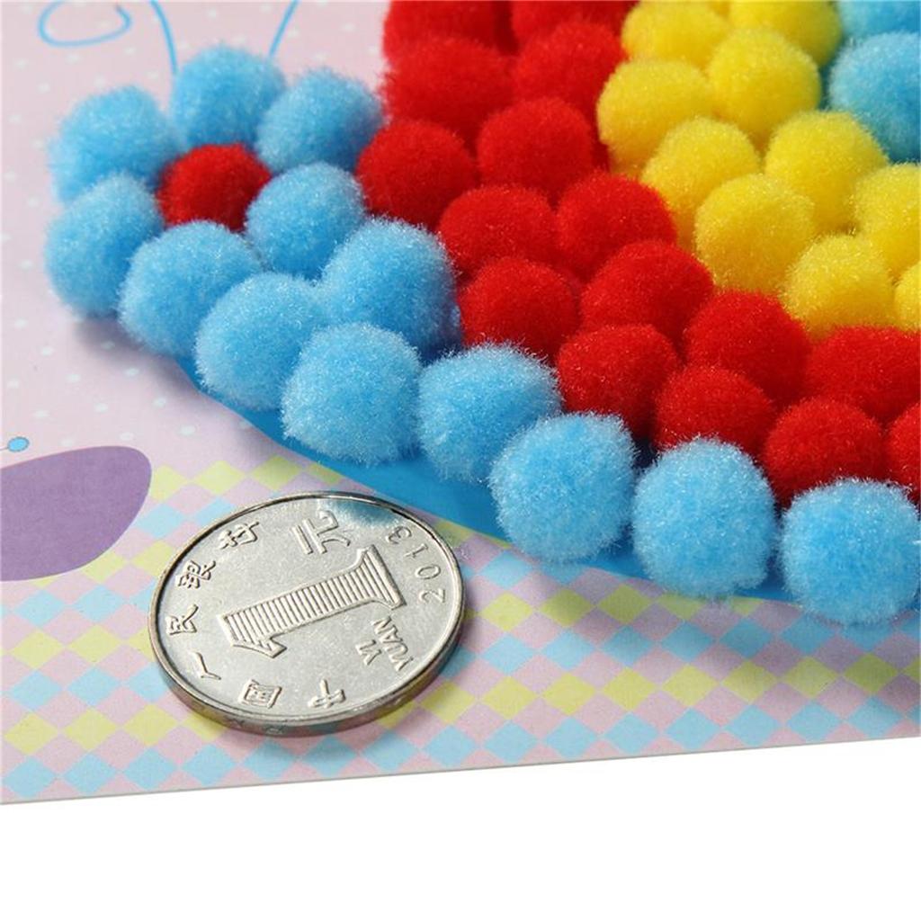2 Pcs/Set Kids Plush Ball Painting Stickers Creative DIY Handmade Material Educational Toys Children Cartoon Puzzles Crafts Toy Random Color Pattern