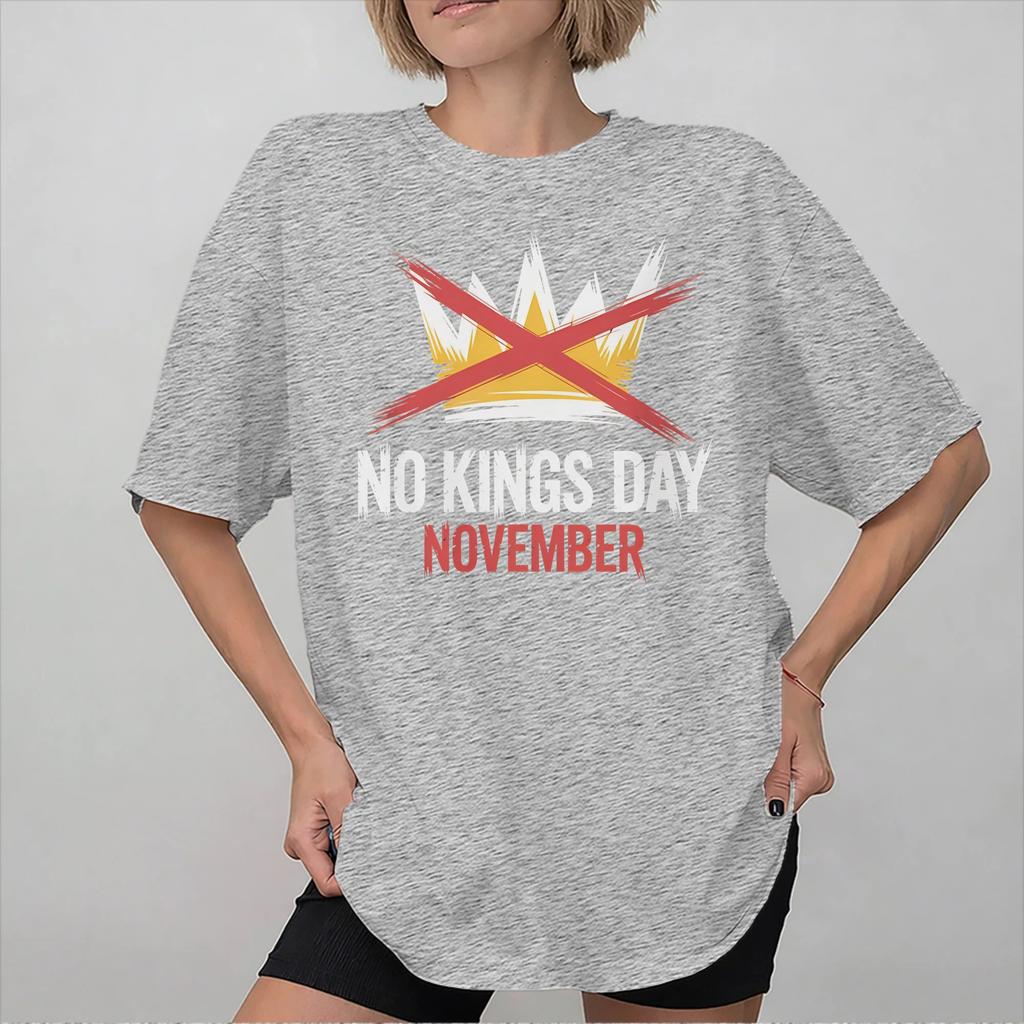 No Kings In America Graphic Printed T Shirts Unisex Women  Cotton  Tee Shirt Clothing