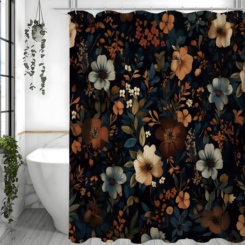 Красочная штора для душа с рисунком цветов, листьев и растений, Декоративная штора для ванной, Водонепроницаемая штора для душа с крючками