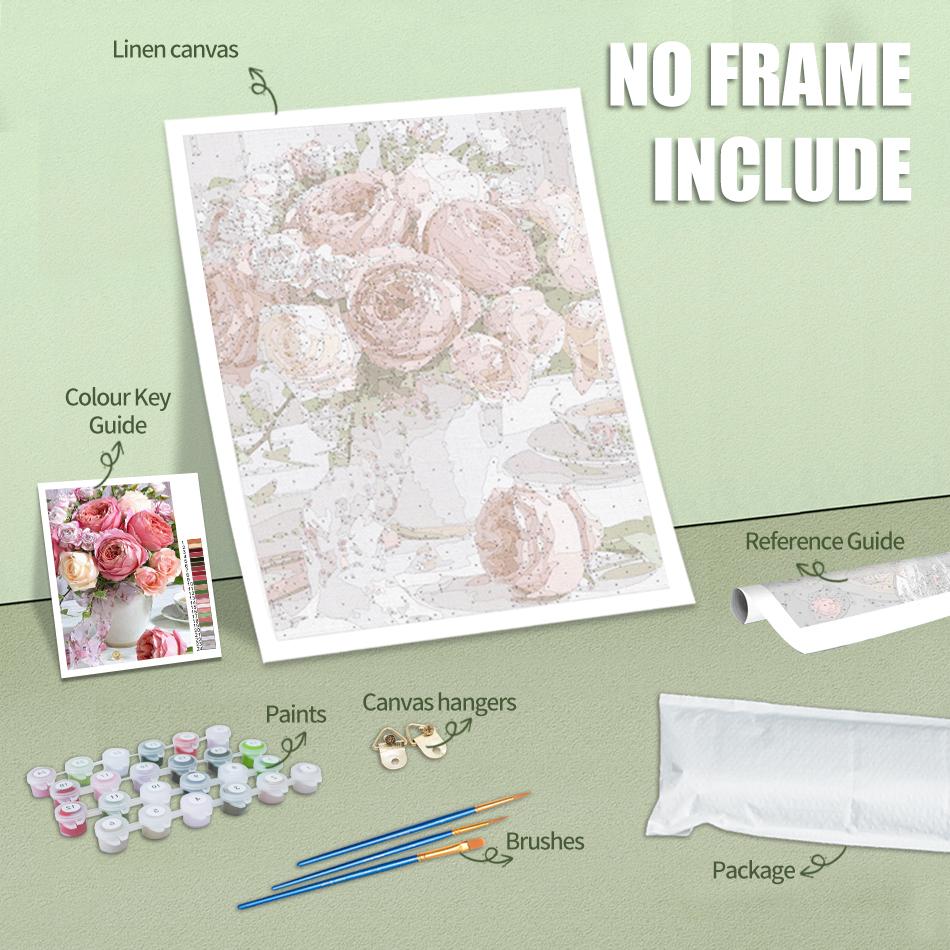 RUOPOTY Painting By Numbers Cattle Animal Wall Art Unique Gift Acrylic Home Decor Hand Painted Coloring Flower For Living Room